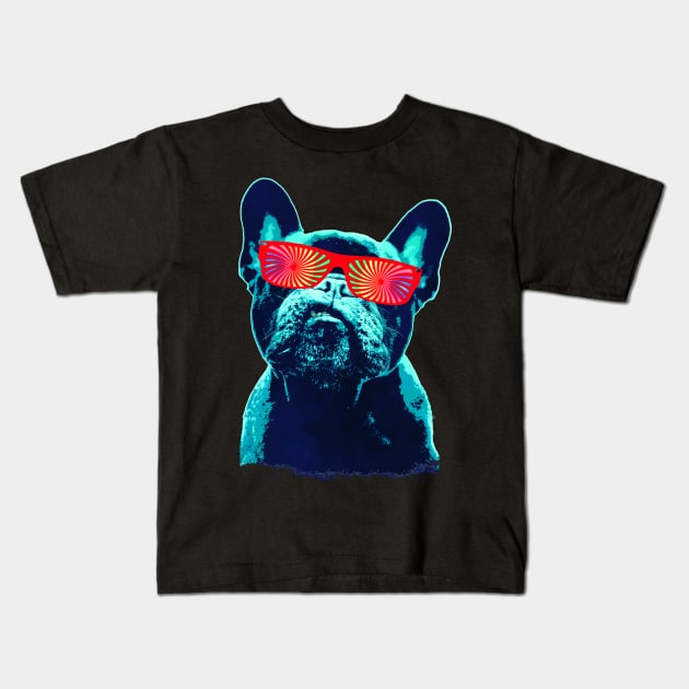 French bulldog 80s style neon Kids T-Shirt by Collagedream